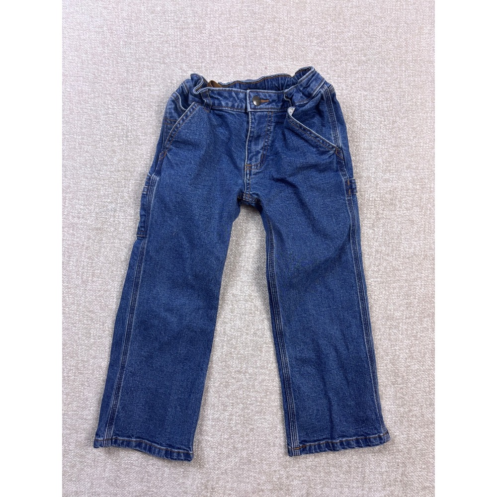 Carhartt Kids Blue Carpenter Jeans Medium Wash Elastic Waist BD8383-B Size 5